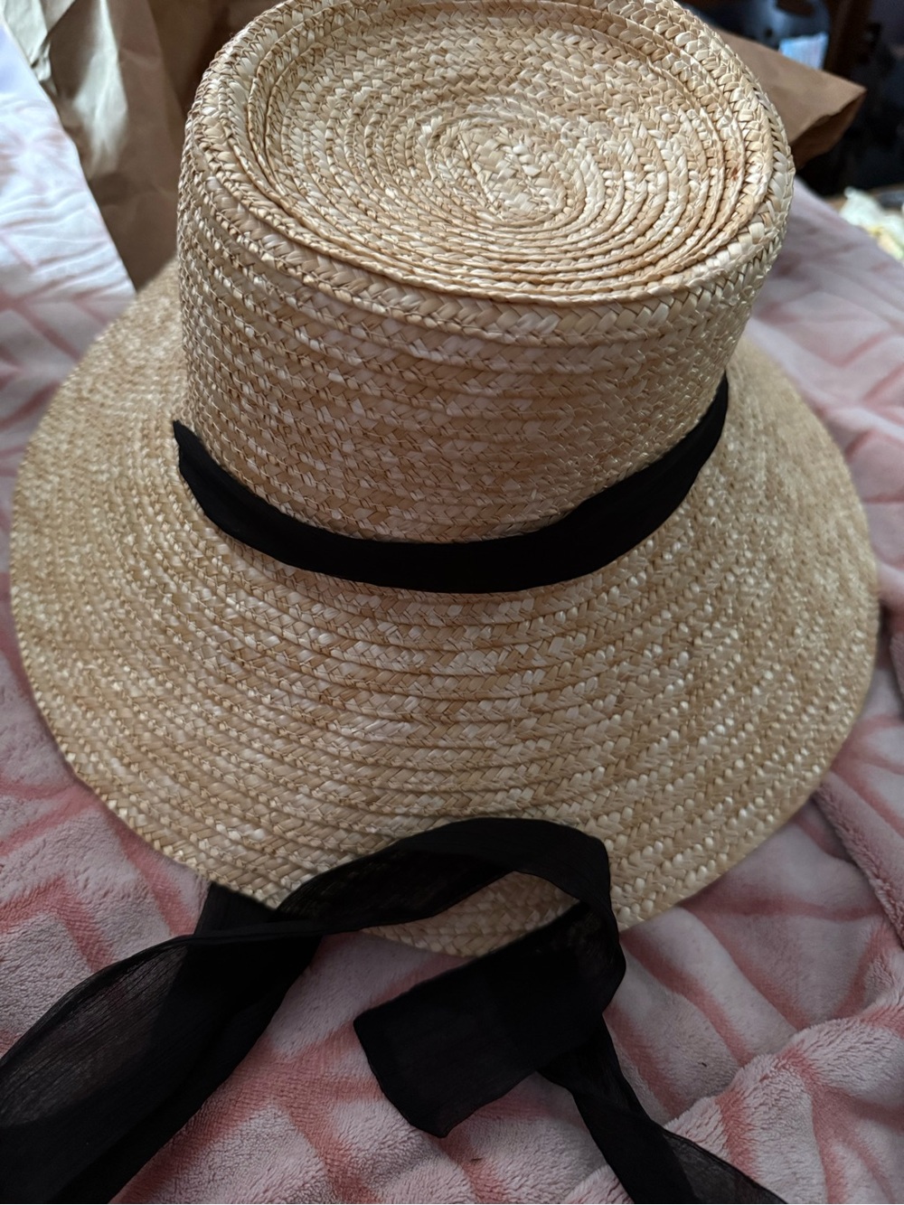GAP Natural Straw Hat with Black Ribbon